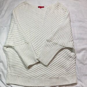 Jennifer Lopez Shimmer Ribbed Knit Sweater 2X White EUC Cozy Glam